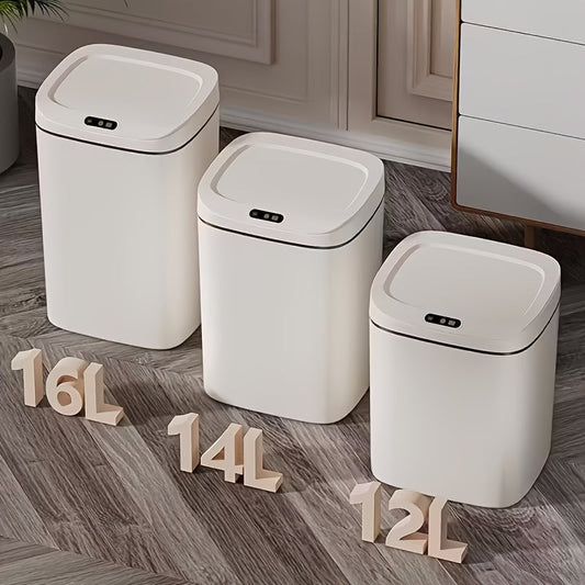 Inductive Smart Trash Can with Sealed Lid and Odor-Proof Technology Touch Control Switch Hands-Free Automatic Sensor Waste Bin Easy-to-Clean for Office Bathroom Bedroom Kitchen