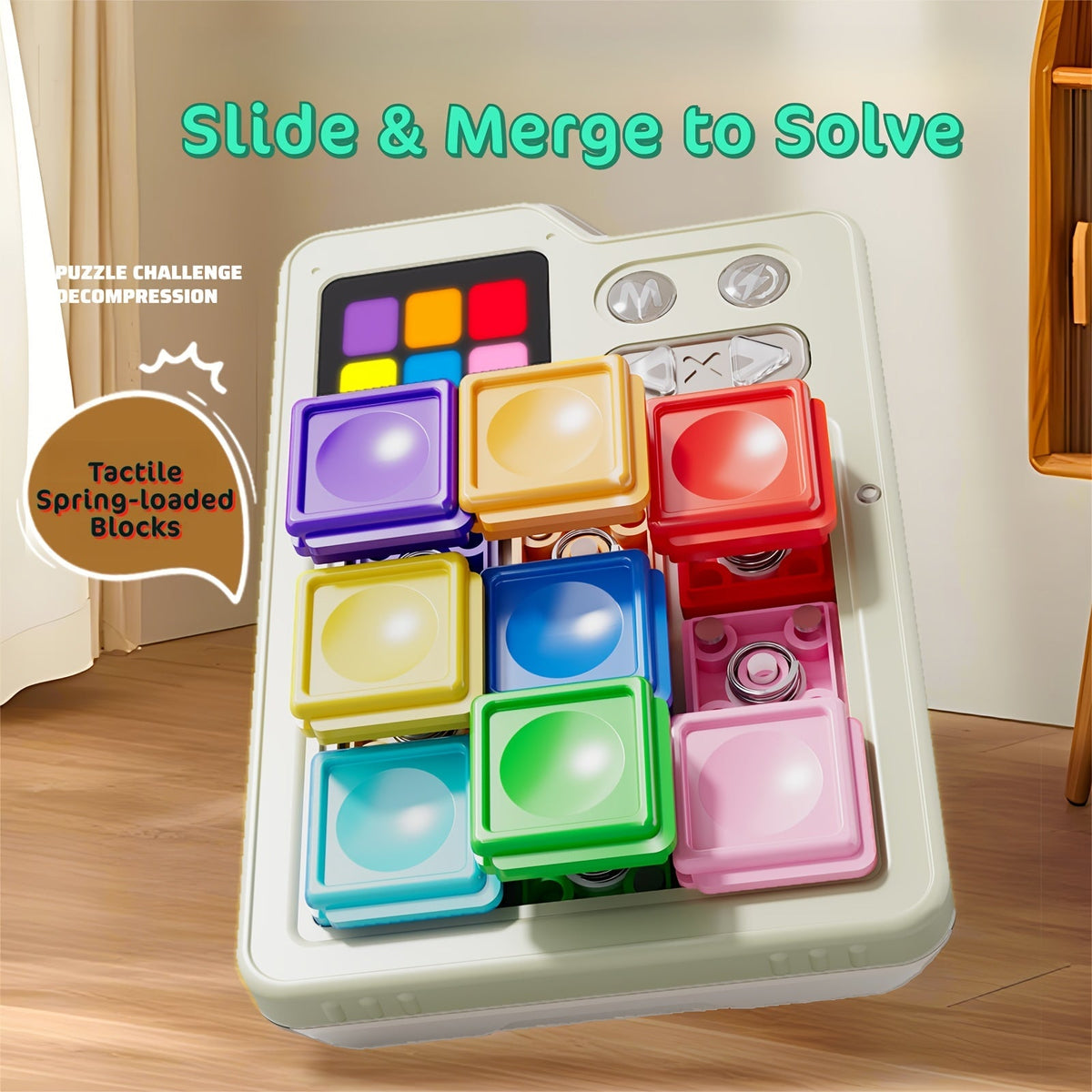 Console de jeu électronique de réflexion Klotski, puzzle Huarong Dao avec effets sonores, plateau de jeu à induction, difficulté progressive, jouet éducatif STIM, cadeau pour enfants et adultes