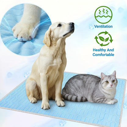 Tapis rafraîchissant pour animaux été 2026 – Coussin de couchage absorbant et effet frais pour chiens et chats, maintient les animaux au frais tout l'été, 3 tailles M/L/XL pour petits, moyens et grands animaux (bleu)