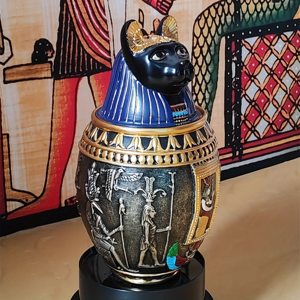 Urne funéraire pour animaux, figurine du dieu égyptien Anubis - Urne commémorative décorative en résine pour cendres de chat et de chien, pot souvenir unique pour la maison, cadeau de sympathie significatif pour la perte d'un animal