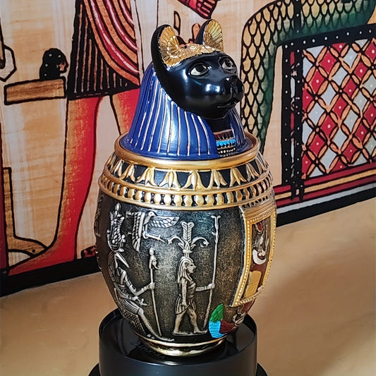 Urne funéraire pour animaux, figurine du dieu égyptien Anubis - Urne commémorative décorative en résine pour cendres de chat et de chien, pot souvenir unique pour la maison, cadeau de sympathie significatif pour la perte d'un animal