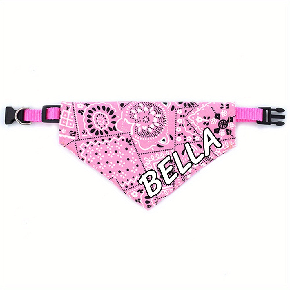 Bandana pour chien personnalisé avec fermeture à pression - Collier bavoir ajustable en polyester doux pour petits, moyens et grands chiens, tailles S M L, 4 couleurs (noir, rouge, bleu, rose), cadeau de vacances