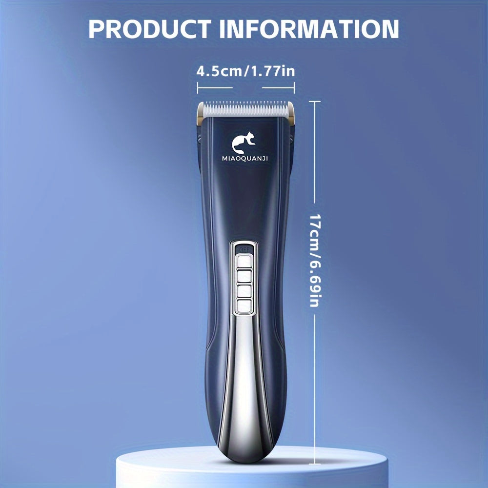Tondeuse professionnelle pour animaux, rechargeable par USB, sans fil, silencieuse, pour chiens et chats, toutes races, usage domestique ou salon, noir et bleu