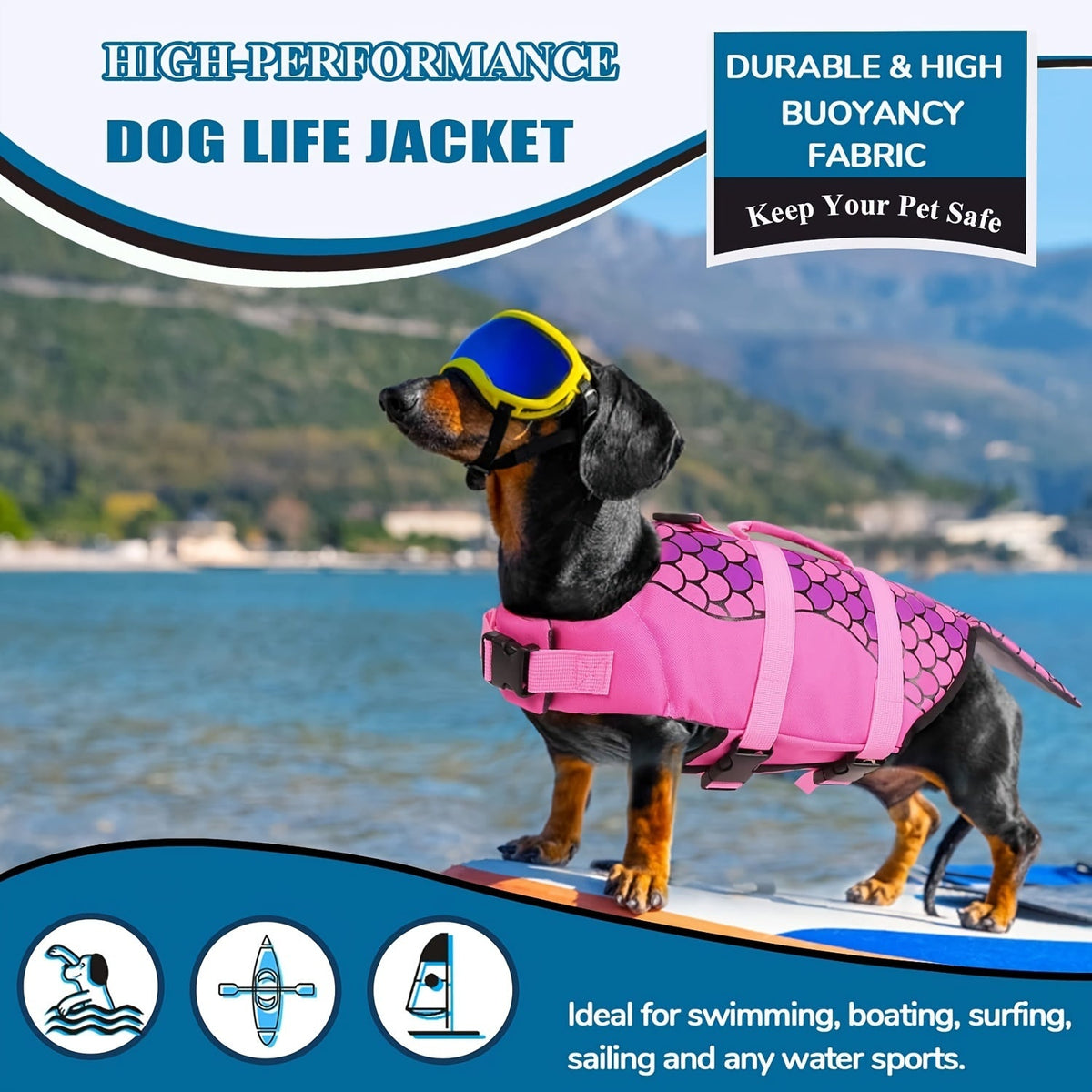 Gilet de sauvetage pour chien style requin ou sirène – Vêtements de natation pour animaux, maillot de bain d'été pour chiens de petite, moyenne et grande taille, gilet de flottaison de sécurité XS S M L XL, costume amusant pour la plage et la piscine