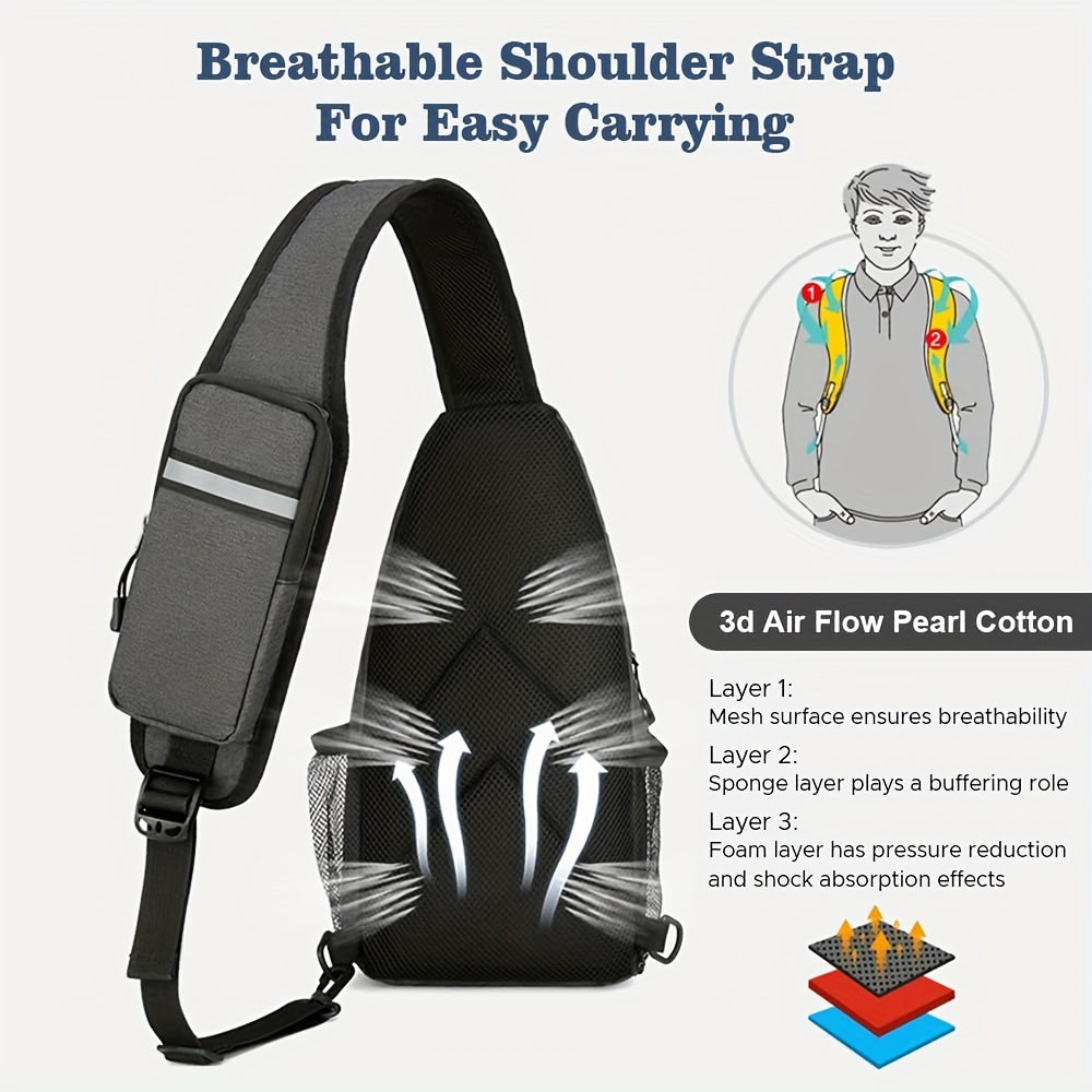 Sac à bandoulière grande capacité pour hommes et femmes – Sac de voyage polyvalent style sport brodé avec fermeture éclair sécurisée, idéal pour les trajets quotidiens mains libres et les activités en plein air, plusieurs coloris disponibles