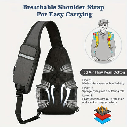 Sac à bandoulière grande capacité pour hommes et femmes – Sac de voyage polyvalent style sport brodé avec fermeture éclair sécurisée, idéal pour les trajets quotidiens mains libres et les activités en plein air, plusieurs coloris disponibles