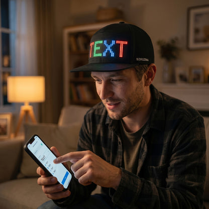 Casquette de baseball LED programmable avec affichage de texte défilant – Chapeau unisexe rechargeable par USB-C, 12x48 pixels, pour soirées en club, festivals de musique, courses nocturnes, cadeau pour jeunes