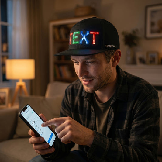 Programmable LED Light-Up Baseball Cap with Scrolling Text Display – 12x48 Pixel USB-C Rechargeable Unisex Hat for Club Party Music Festival Night Run Youth Gift
