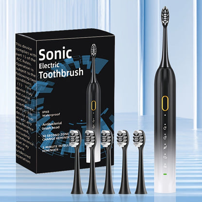 Sonic Electric Toothbrush IPX8 Waterproof USB Rechargeable with 5 Replacement Brush Heads Smart Timer Metal Shaft for Adults Men Women Couple Style Rechargeable Oral Care
