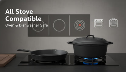 Ensemble d'ustensiles de cuisine en fonte, 6 pièces : poêle antiadhésive, cocotte, poêle à griller, kit pour induction, gaz, feu de camp, barbecue, cuisine en plein air et maison