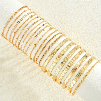 Ensemble de bracelets plaqués or KC pour femmes, lot de 7 ou 20 pièces, bracelets à breloques assortis et empilables, élégants pour le quotidien et les cadeaux