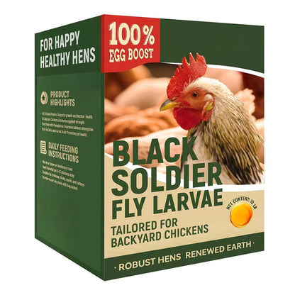 Larves de mouches soldats noires séchées pour poules – 43 % de protéines et 85 fois plus de calcium que les vers de farine, friandises naturelles sans OGM pour poules pondeuses, canards, cailles, oiseaux et reptiles, 2 lb / 5 lb / 10 lb