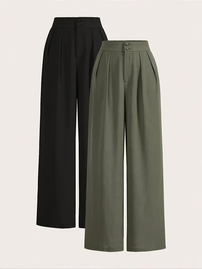 High-Waisted Wide-Leg Pants Two-Piece Set for Women – Trendy Matching Outfit, Casual & Chic Loungewear Coord Set