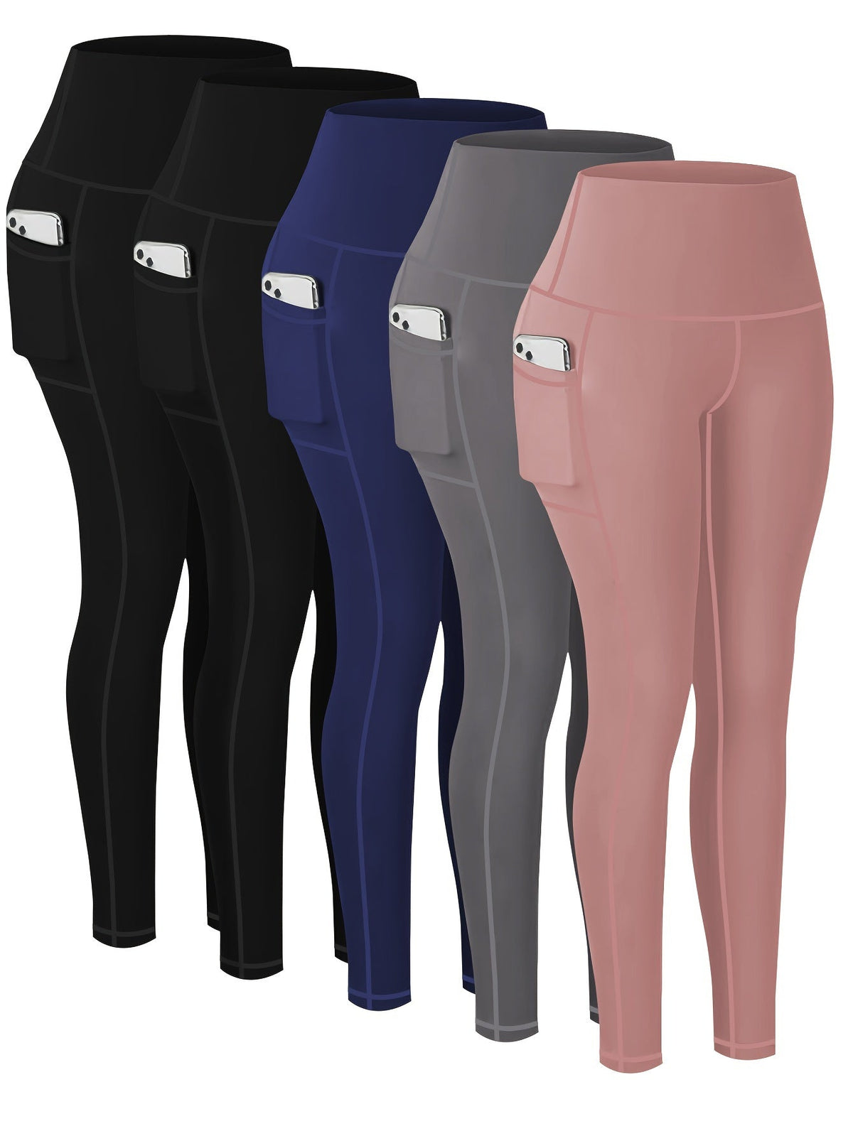 Lot de 5 pantalons de yoga de compression à motifs pour femmes – Leggings de fitness 7/8, coupe cheville, à motifs léopard, camouflage et unis, bas de survêtement de sport taille haute pour la gym, S-XXL