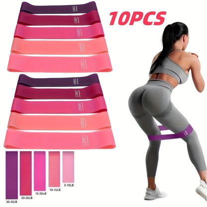Kit de bandes de résistance 10-11 pièces en TPE pour femmes – Ensemble d'entraînement complet pour yoga, Pilates, gym et musculation, bandes d'exercice robustes pour squats profonds et étirements, rose avec sac de rangement