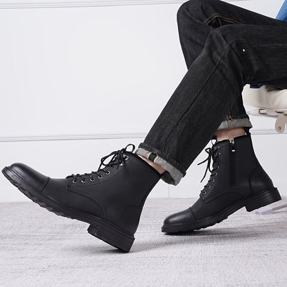Bottes Chukka de moto pour homme – Bottines de ville en cuir véritable à lacets et fermeture éclair avec semelle antidérapante, bout renforcé, semelle intérieure rembourrée respirante, noir et marron | Velora