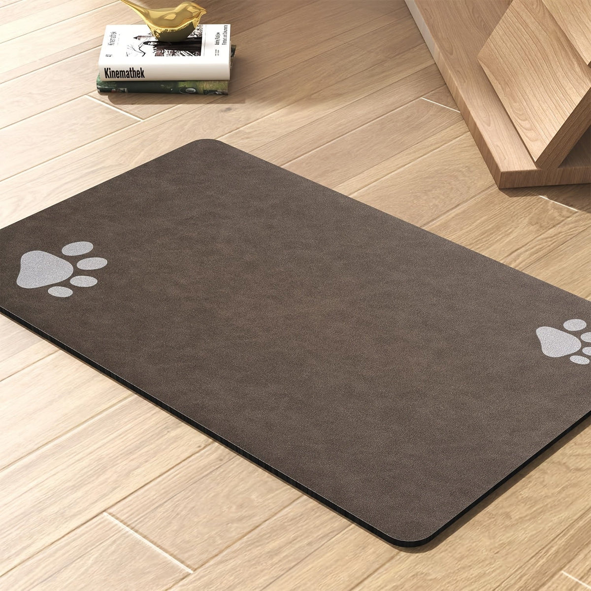 Tapis de nourrissage pour animaux motif pattes — Tapis de gamelle en caoutchouc absorbant à séchage rapide pour chiens et chats, dessous de plat antidérapant, résistant aux taches et facile à nettoyer | Cadeau de décoration intérieure
