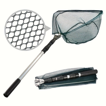 Épuisette de pêche pliable avec manche télescopique en alliage d'aluminium – 3 tailles 86 cm, 110 cm, 130 cm, filet métallique escamotable pour poissons, crabes, écrevisses et crevettes, équipement de pêche portable