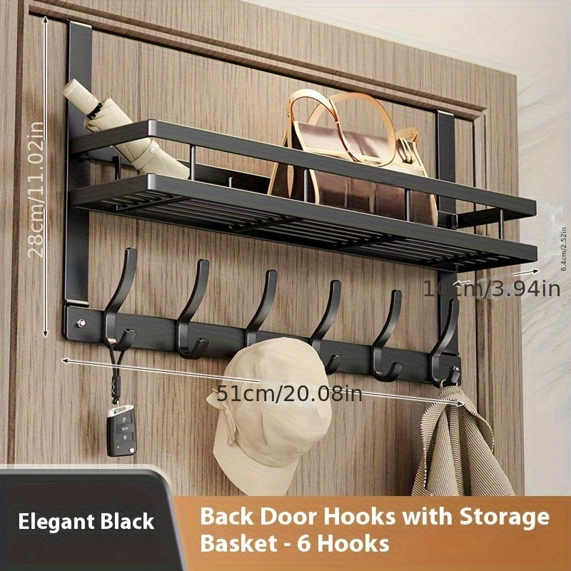 Porte-vêtements de porte avec crochets, organisateur en métal robuste pour chambre, salle de bain, cuisine, placard, aucun outil requis, 4 à 8 crochets