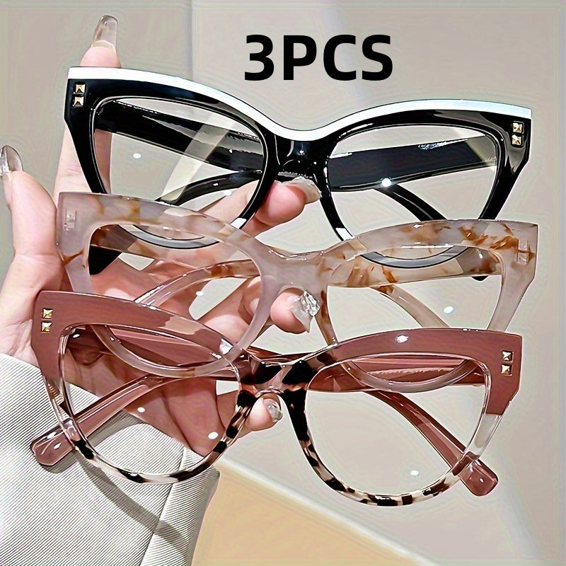 Lot de 3 lunettes de lecture pour femmes – Verres photochromiques, charnières métalliques, design minimaliste bicolore, lunettes de presbytie élégantes +1.00 à +4.00, cadeau mode pour femmes