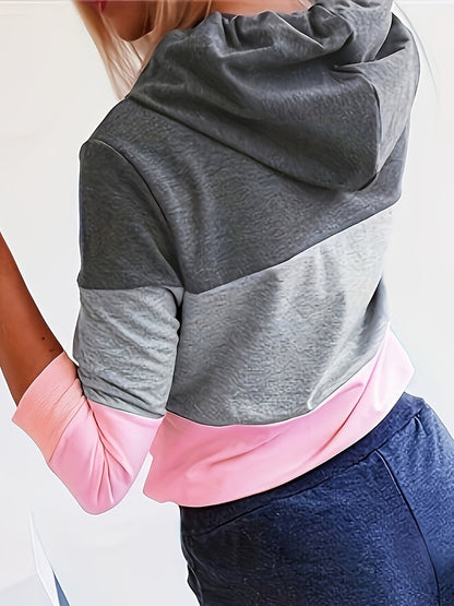 Sweat à capuche décontracté pour femme, color block, à cordon de serrage, manches longues, patchwork, style streetwear, S-XXL, plusieurs coloris