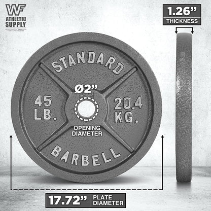 Disques de musculation en fonte, alésage 2 pouces, finition émaillée, pour musculation, haltérophilie, powerlifting, home gym, barre olympique, 2,5, 5, 10, 25, 35, 45, 100 lb