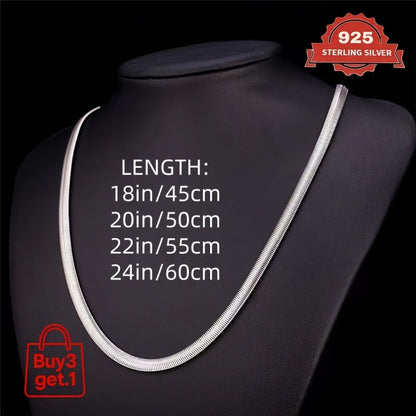 Collier et bracelet chaîne serpent plat en argent sterling 925 – Design 2D élégant et superposable, plusieurs longueurs disponibles, coffret cadeau inclus, idéal pour la Saint-Valentin, les fêtes et pour agrémenter vos tenues au quotidien