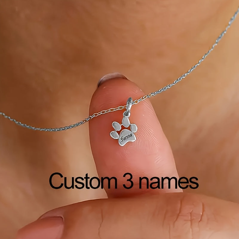 Collier avec empreinte de patte de chien personnalisée – Bijou commémoratif pour animaux de compagnie avec 1 à 5 pattes, cadeau élégant pour les amoureux des animaux pour la Saint-Valentin, Noël et toute l'année
