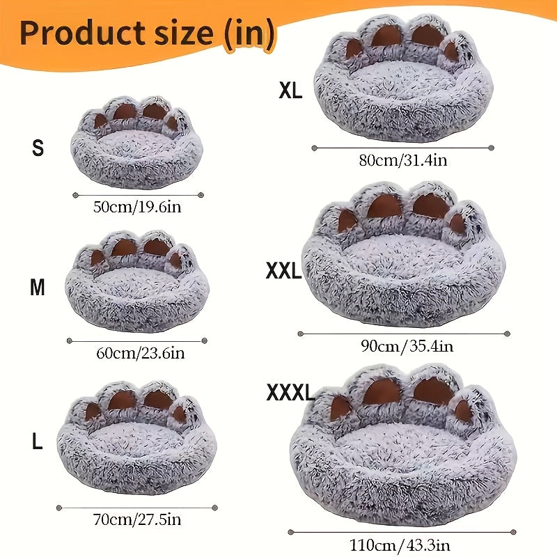 Panier pour animaux en forme de patte d'ours, peluche douce et chaude, lit douillet façon canapé rembourré pour chiens et chats, 6 couleurs : gris, rose, café, tailles M, L, XL, XXL, XXXL, lit d'hiver confortable pour chien et chat