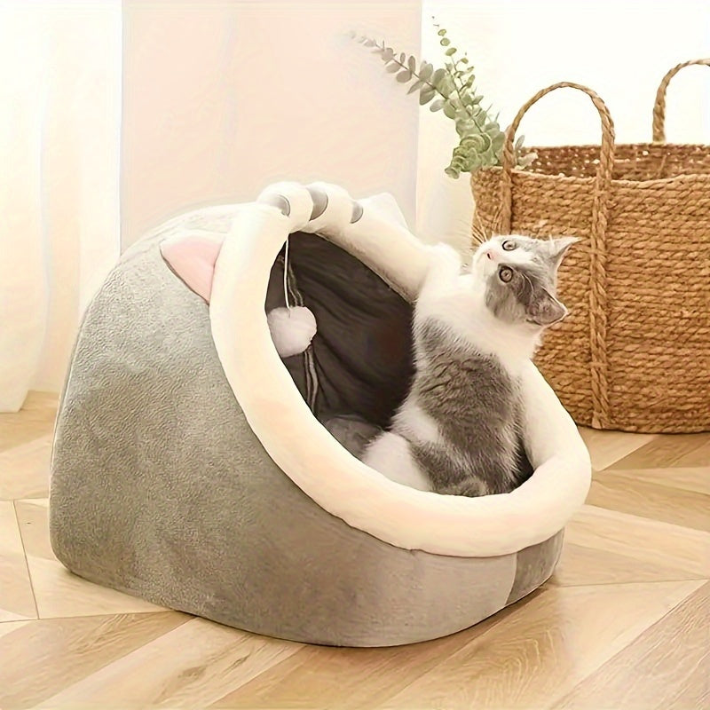 Panier pour chat moelleux avec tapis respirant - Couchage confortable pour chatons et chats de toutes tailles, niche d'intérieur toutes saisons