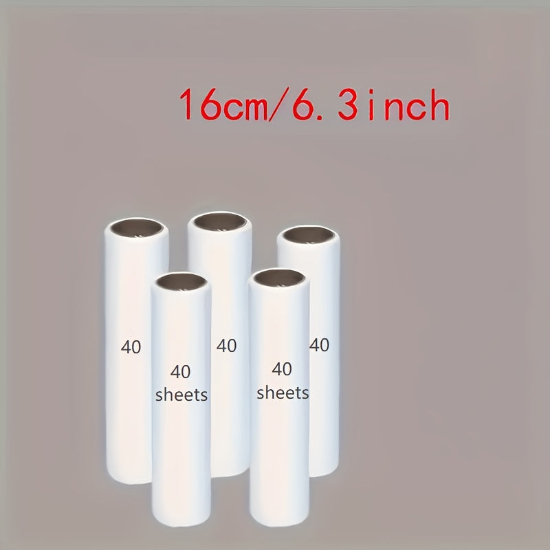 Set de rouleaux anti-poils d'animaux portables avec 5 recharges extra-adhésives - Rouleau anti-peluches jetable pour poils de chien et chat sur tapis et vêtements - Rouleau de papier facile à remplacer (3 tailles au choix)