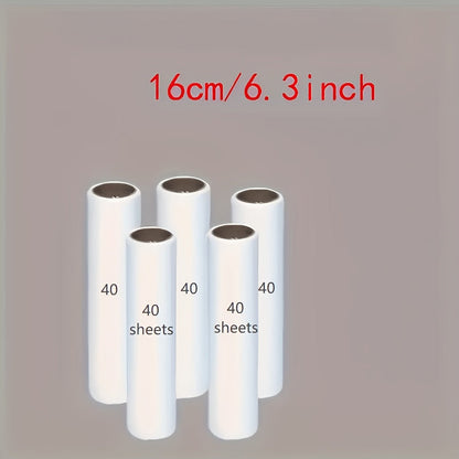 Set de rouleaux anti-poils d'animaux portables avec 5 recharges extra-adhésives - Rouleau anti-peluches jetable pour poils de chien et chat sur tapis et vêtements - Rouleau de papier facile à remplacer (3 tailles au choix)