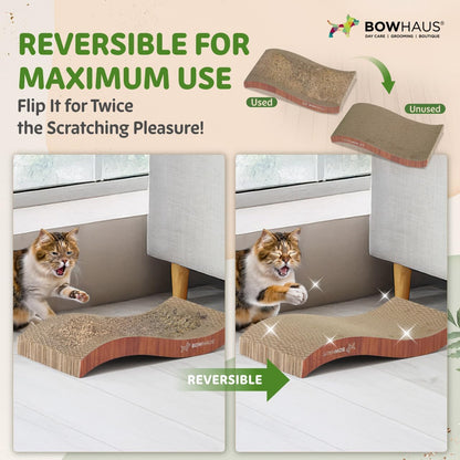 CAPHAUS Griffoir et transat réversible pour chat – Grand tapis à griffer en carton haute densité à 5 couches, 43 x 21,6 cm, protège les meubles, convient aux foyers avec plusieurs chats et aux races de grande taille