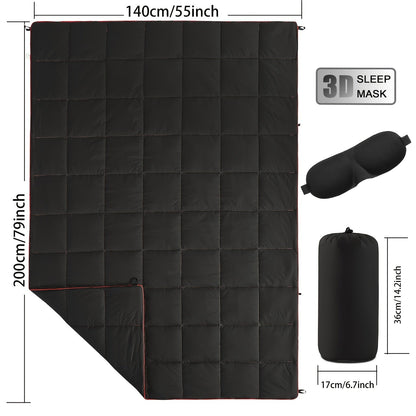 Couverture de camping matelassée pour extérieur 140x200 cm, légère, alternative au duvet, ultra chaude, couette de hamac – Couverture de camping imprimée pour les voyages, pique-niques, fêtes sur la plage et temps froid | 140x200 cm