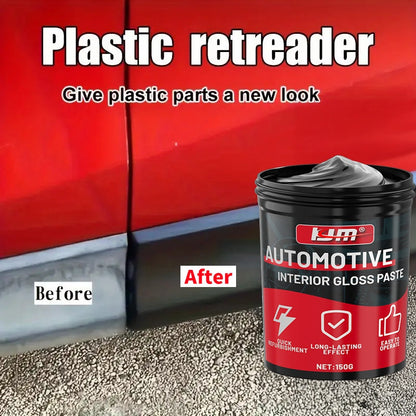 Crème de restauration et blanchiment pour plastiques automobiles KJM 150g avec éponge – Rénovateur tout-en-un pour tableau de bord, pneus et sièges, lustrant pour intérieur de voiture, soin des tissus d'ameublement, brillance longue durée et protection UV