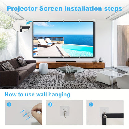 Écran de projection portable 100 pouces 4K HD 16:9 – Écran de cinéma pliable anti-plis pour intérieur et extérieur, angle de vision large 160° à projection double face pour home cinéma, camping, fêtes et présentations