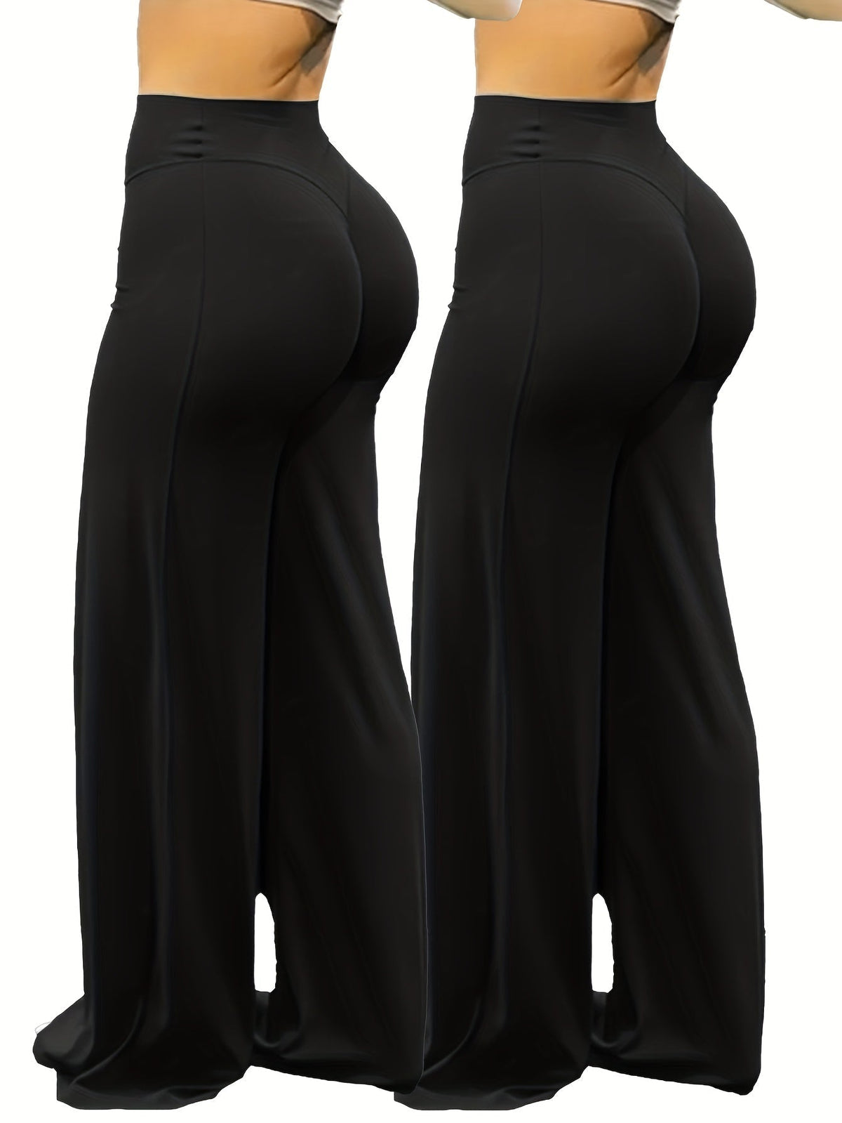 Pantalon de yoga large à taille haute, hautement élastique et offrant une couvrance totale - Legging évasé grande taille pour le sport, le fitness, l'entraînement et le quotidien, toutes saisons, S-XL