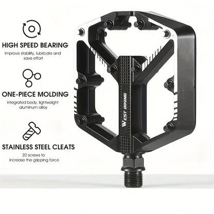 Pédales de vélo en alliage d'aluminium à 3 roulements, antidérapantes et légères, avec douille hexagonale pour VTT et vélos de route – Installation facile, accessoires de cyclisme durables multicolores, 1 paire