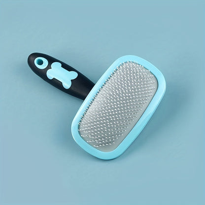 Peigne de toilettage pour animaux avec picots de massage - Brosse démêlante en acier inoxydable pour chiens et chats, élimine les nœuds et les poils morts, massage doux du cuir chevelu, grande taille (rose ou bleu)