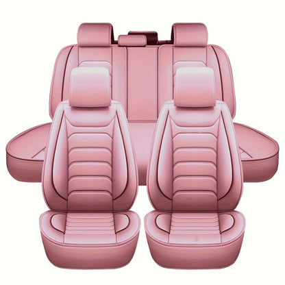 Housses de siège auto en similicuir, ensemble complet 5 places – Protection intégrale 360° imperméable, rembourrage en mousse souple, revêtement antidérapant, ajustement universel pour voitures, camions, berlines et SUV, 6 couleurs disponibles