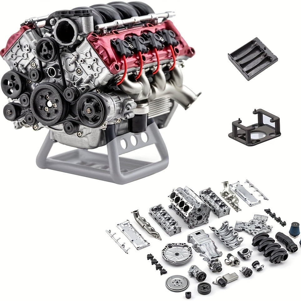 Kit de modèle de moteur V8 pour adultes, assemblage imprimé en 3D, moteur miniature réaliste à l'échelle, projet STEM, modèle d'exposition, cadeau pour passionnés de voitures et ingénieurs