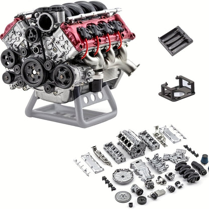 Kit de modèle de moteur V8 pour adultes, assemblage imprimé en 3D, moteur miniature réaliste à l'échelle, projet STEM, modèle d'exposition, cadeau pour passionnés de voitures et ingénieurs