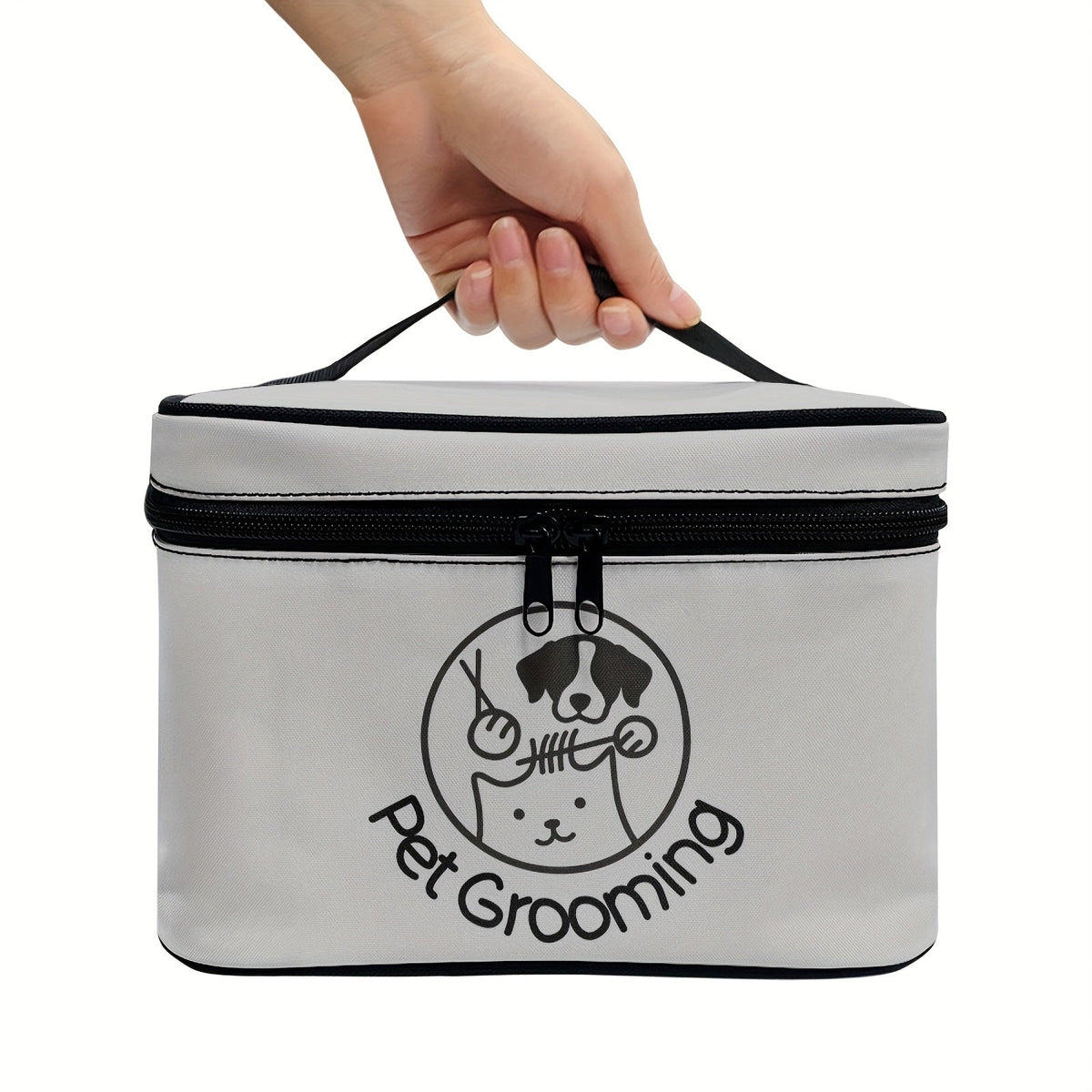 Sac de rangement pour accessoires de toilettage pour chiens et chats – Organisateur portable avec poignée et double fermeture éclair, trousse de toilettage pour animaux de voyage, cadeau idéal pour les amoureux des animaux