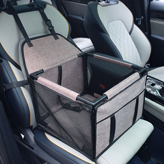 Dog Car Seat Safety Basket Cushion for Small & Medium Dogs - High-Quality Pet Booster Seat with Soft Cushion, Secure Car Dog Basket, 7 Colors: Brown, Gray, Grey, Crimson, Navy Blue, Blue, Stripe