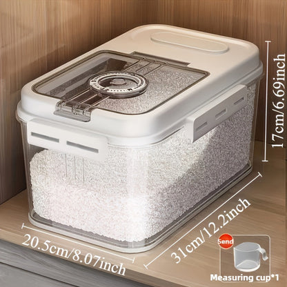 Ensemble de récipients hermétiques pour aliments avec couvercle à rabat – Boîtes à riz carrées en PET de 10,8 L et 7,8 L, distributeur de céréales anti-insectes et anti-humidité pour l'organisation du garde-manger – Réutilisables et sans BPA