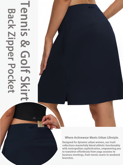 Jupe-short pour femme, longueur genou, 50 cm, avec 5 poches – Jupe de sport taille haute avec short intégré pour le tennis, le golf et le pickleball, jupe-short longue de sport, tailles S-XXL, coloris variés