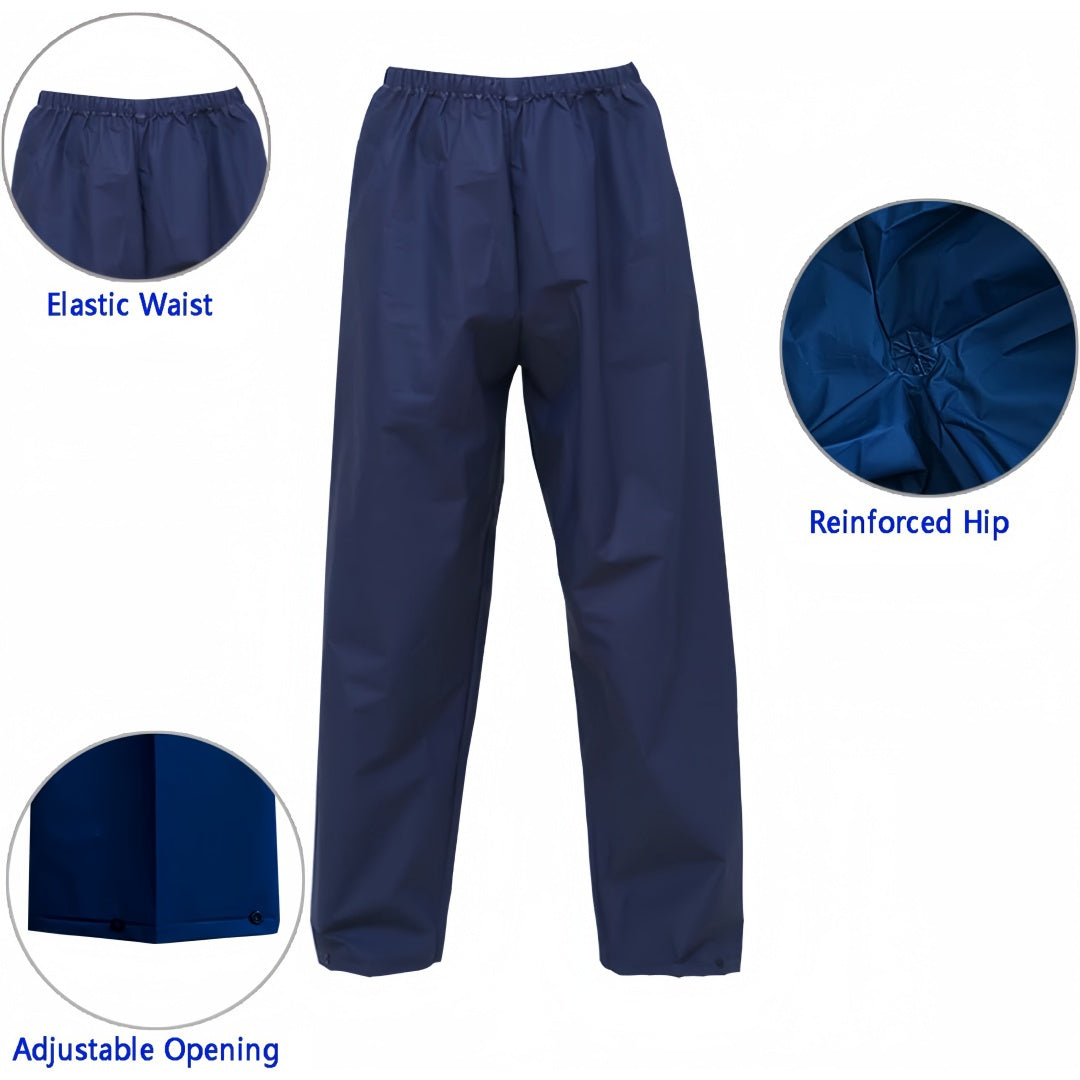 Ensemble de pluie imperméable pour hommes et femmes – Manteau de pluie léger et coupe-vent avec pantalon, équipement de pluie compact pour la randonnée, la pêche, le cyclisme et les sports de plein air, bleu marine, S-XXXL