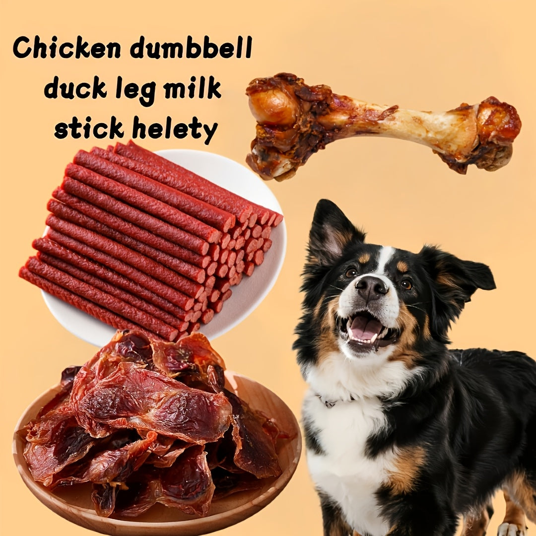 Friandises riches en protéines pour chiens : lamelles de poulet et de canard, sans céréales, récompenses de dressage, saucisses, santé dentaire, faible en gras, facilement digestibles, races moyennes et grandes, coffret cadeau, assortiments multi-saveurs