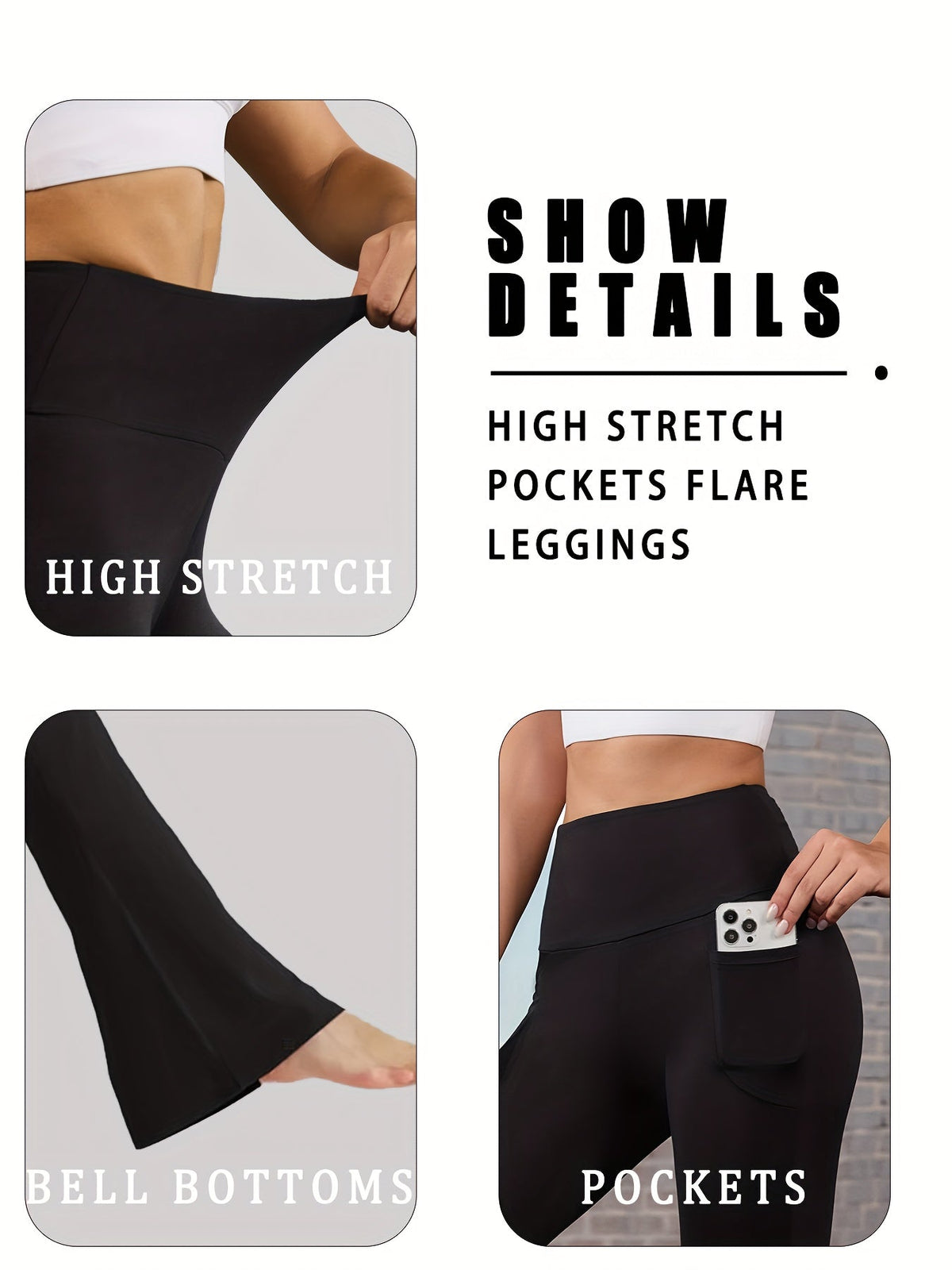 Lot de 3 leggings de yoga taille haute pour femme – Pantalon évasé bootcut ultra-doux avec poches et gainant, S-XXL, pour le sport, le Pilates ou au quotidien
