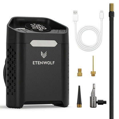 Compresseur d'air portable pour pneus – Gonflage rapide en 1 min, cycle de service 100 %, rechargeable par USB, affichage numérique, robuste pour pneus de voiture, vélos et ballons